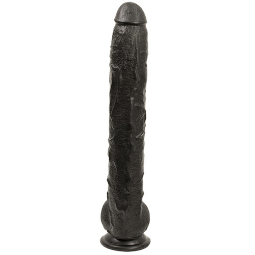 Doc Johnson Dick Rambone Black, in sil a gel, close-up detail
