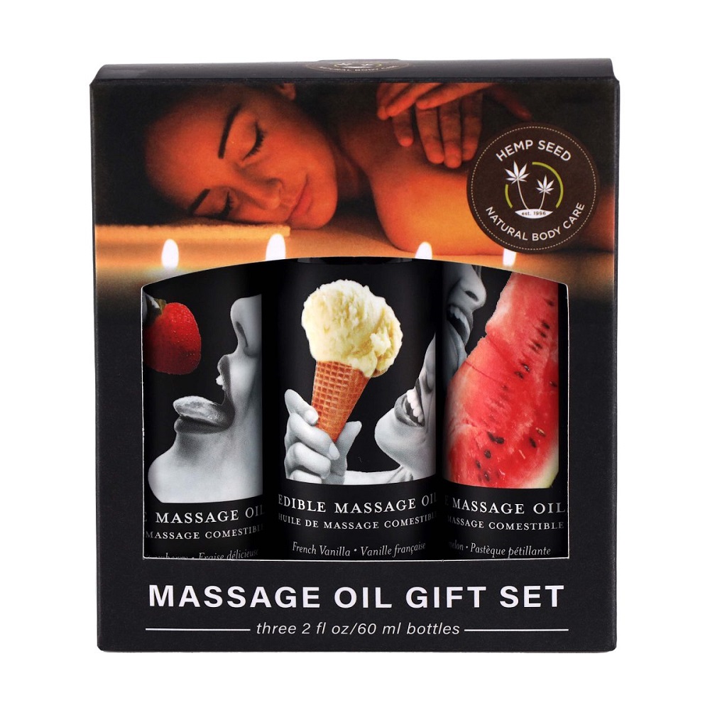 Earthly Body Edible Massage Oil Gift Set Box, in see description