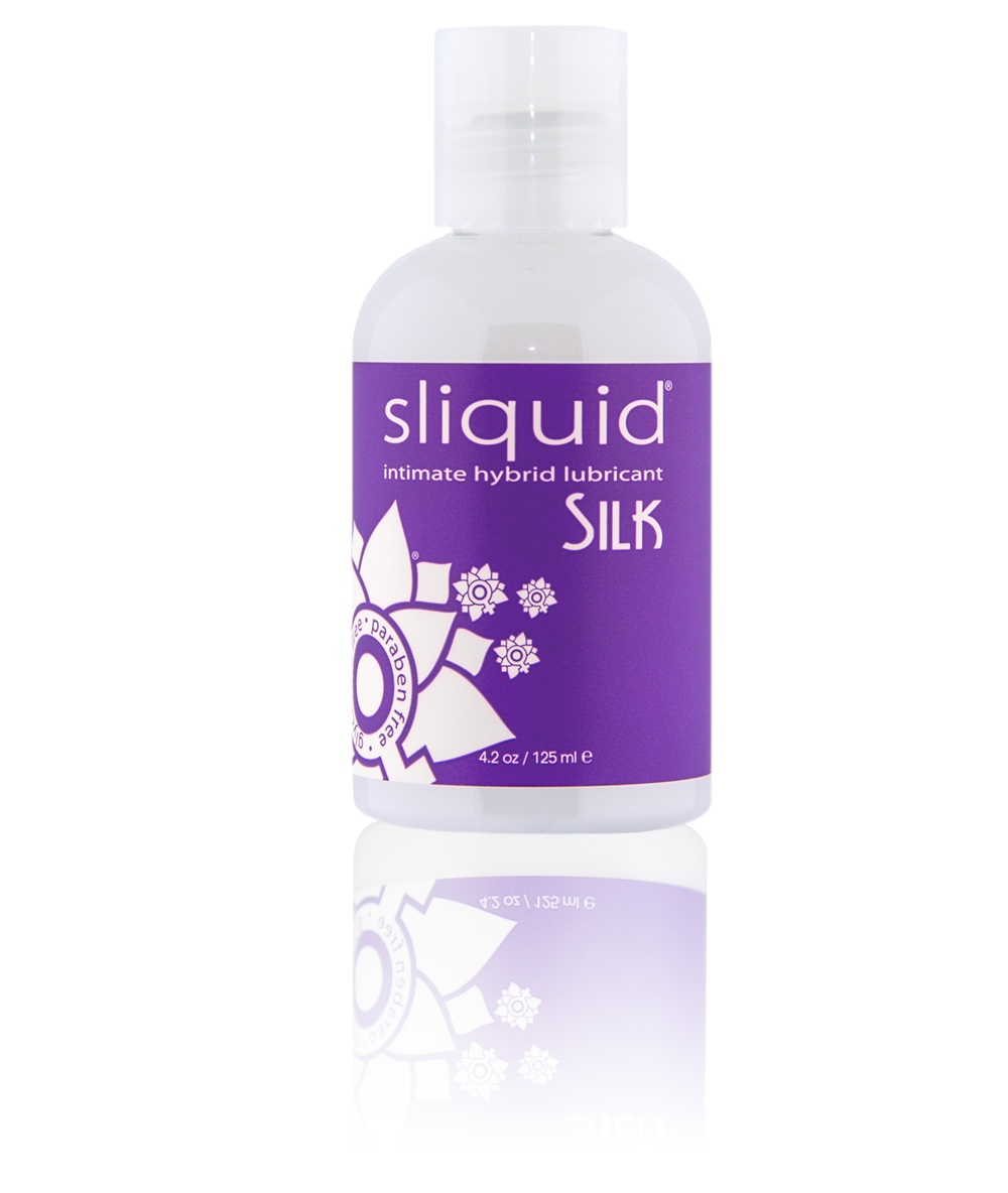 Sliquid Naturals Silk Hybrid Lubricant 125ml, in see description, shown from the back
