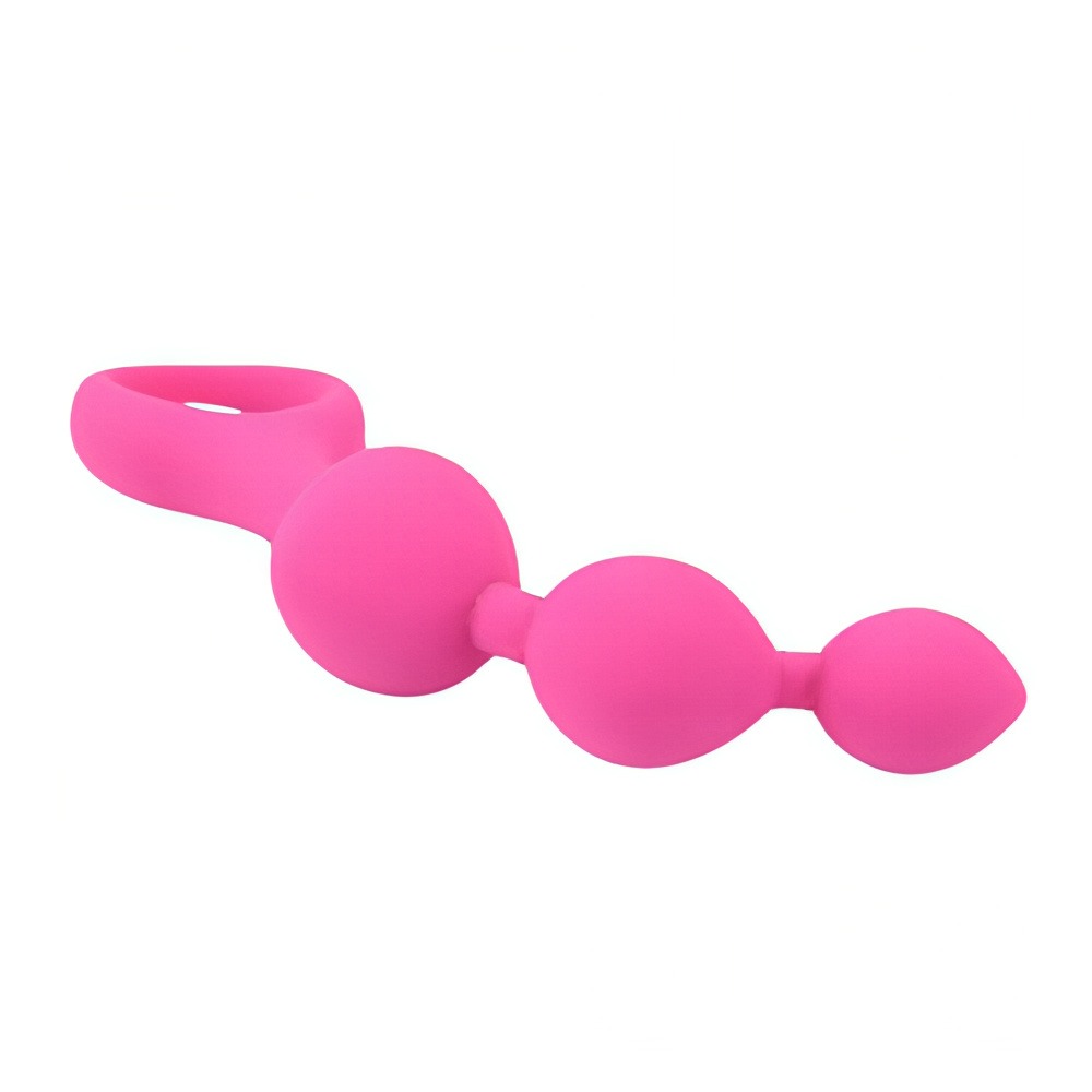 Loving Joy Triple Ripple Anal Beads-Pink, in silicone