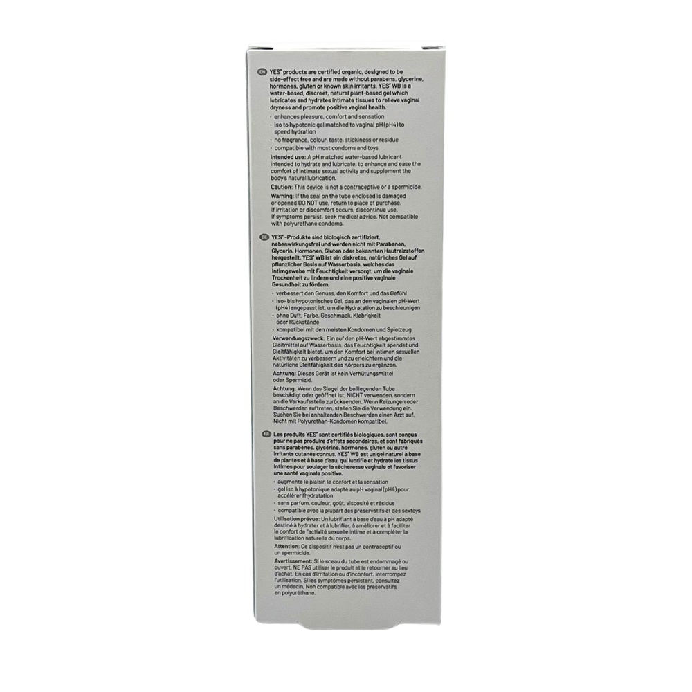 YES Organic Water Based Personal Lubricant-100ml, shown from the side
