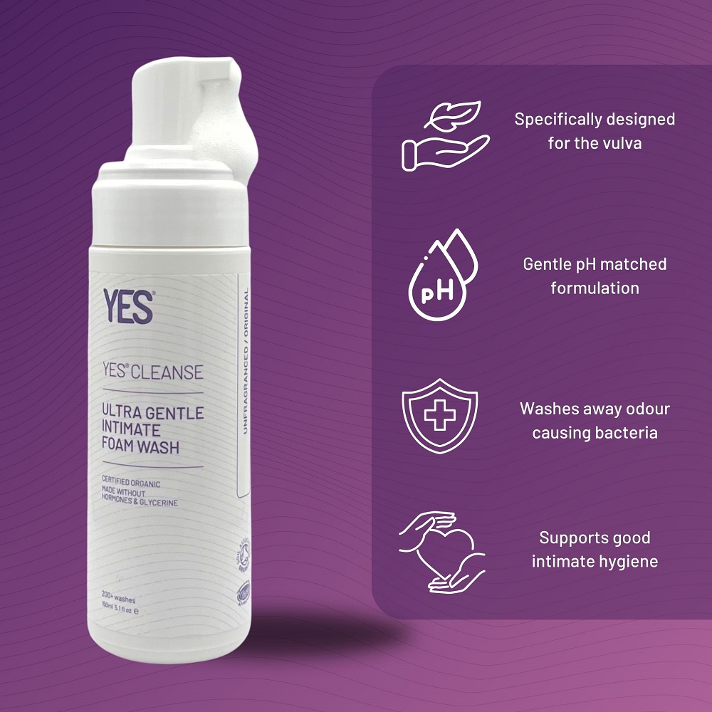 YES Cleanse Intimate Wash-Unfragranced, in see description, shown in its packaging