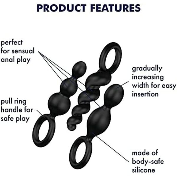 Satisfyer Booty Call Set Of 3 Black Anal Plugs - XToys UK