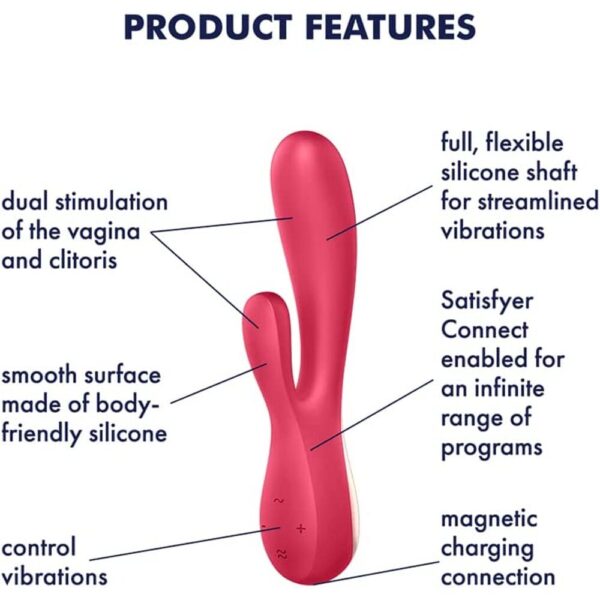 Satisfyer App Enabled Mono Flex Rabbit Vibrator Red - XToys UK