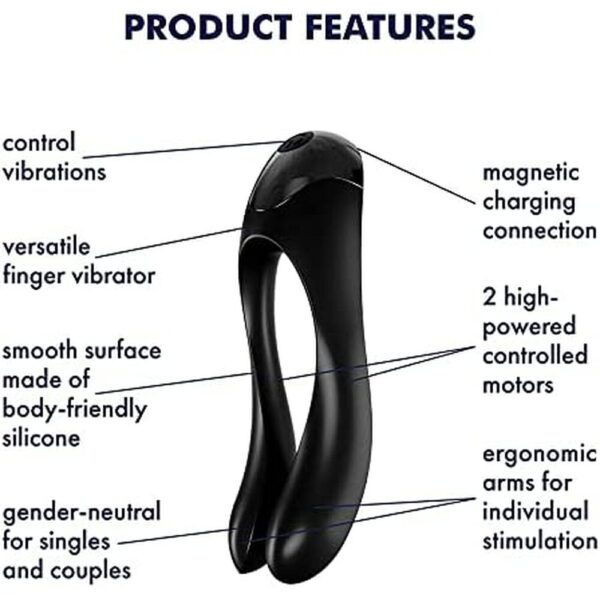 Satisfyer Candy Cane Finger Vibrator Black - XToys UK