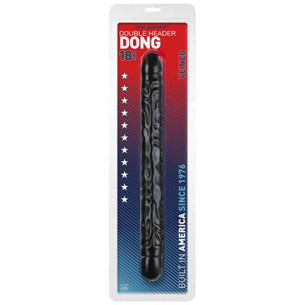 Double Header 18 Inch Veined Dong Black - XToys UK