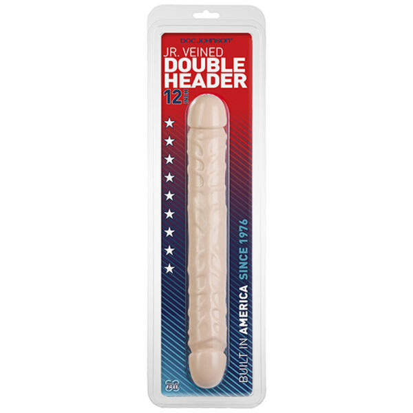 Jr Veined Double Header 12 Inch Dong Flesh Pink - XToys UK