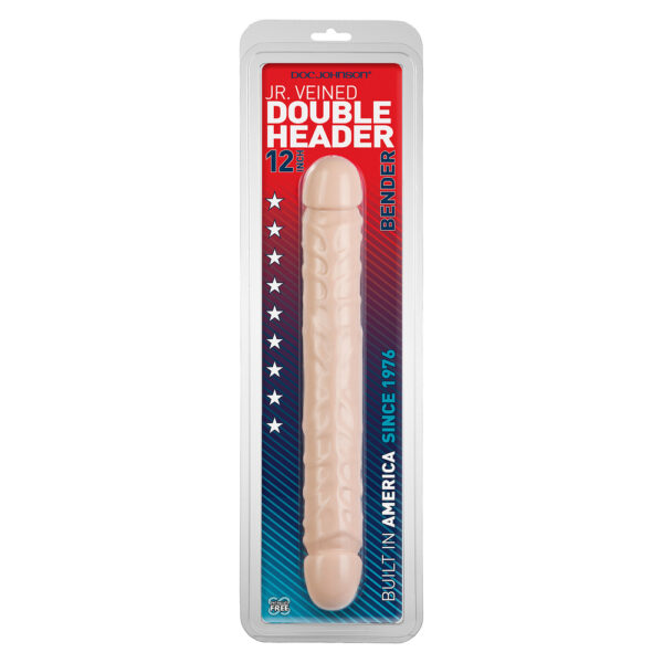 Jr Veined Double Header 12 Inch Bender Dong Flesh Pink - XToys UK