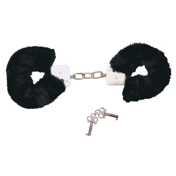 Bad Kitty Black Plush Handcuffs - XToys UK