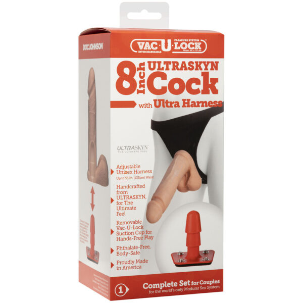 VacULock Ultraskyn 8 Inch Realistic Cock With Ultra Harness - XToys UK