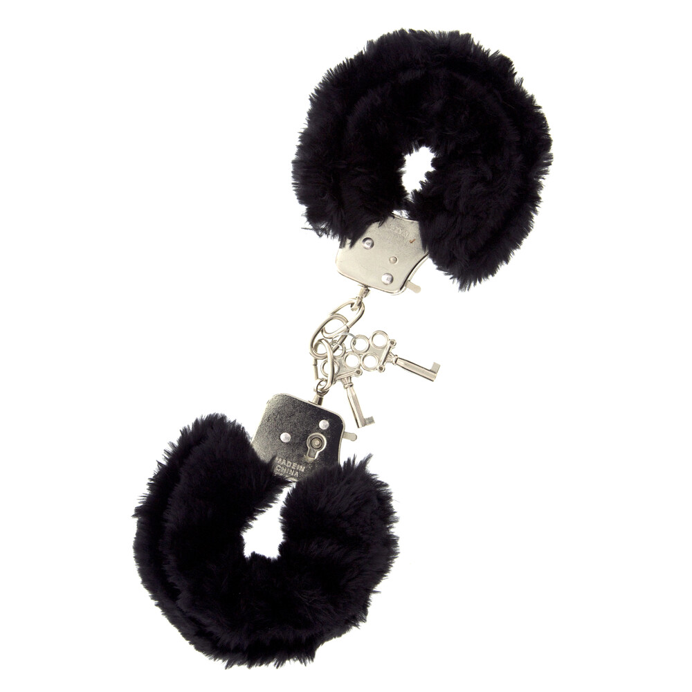 Furry Metal Handcuffs Black - XToys UK