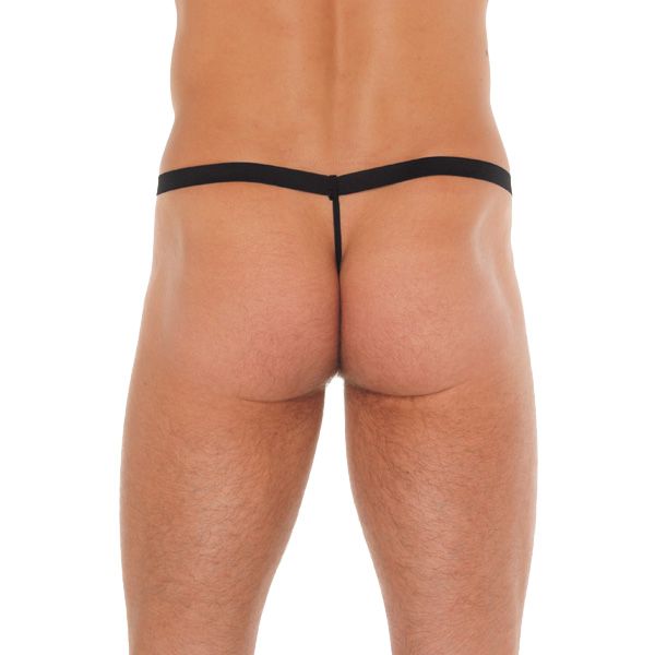 Mens Black GString With Pink Pouch - XToys UK