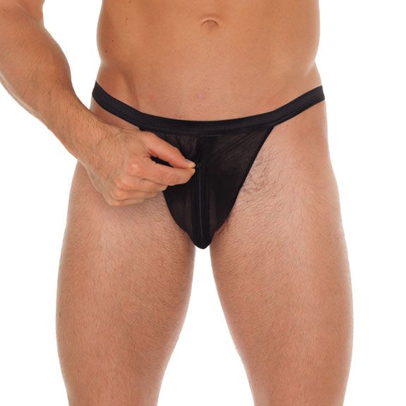 Mens Black GString With Pouch - XToys UK