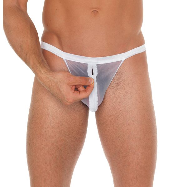 Mens White Mesh Pouch With GString - XToys UK