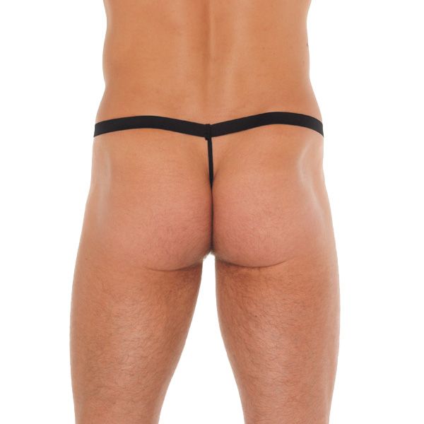 Mens Black GString With Red Elephant Animal Pouch - XToys UK