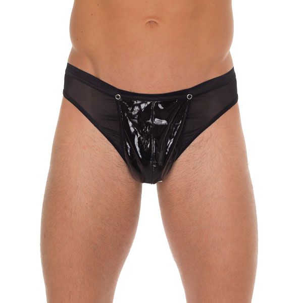 Mens Black GString With PVC Pouch - XToys UK