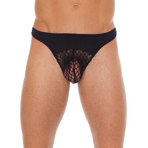 Mens Black GString With A Net Pouch - XToys UK