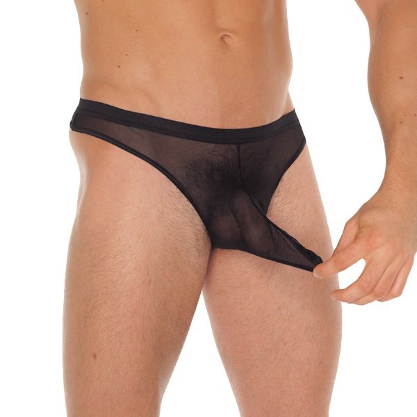 Mens Black GString With Penis Sleeve - XToys UK