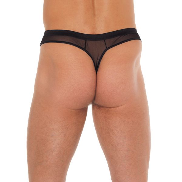 Mens Black GString With Penis Sleeve - XToys UK