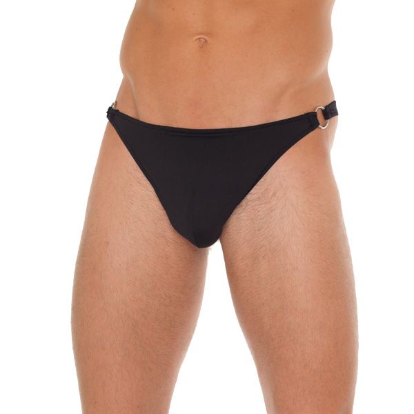 Mens Black GString With Metal Hoop Connectors - XToys UK