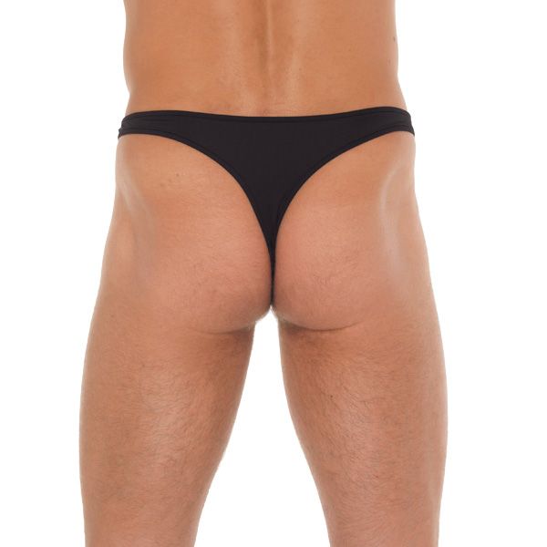 Mens Black GString With Metal Hoop Connectors - XToys UK