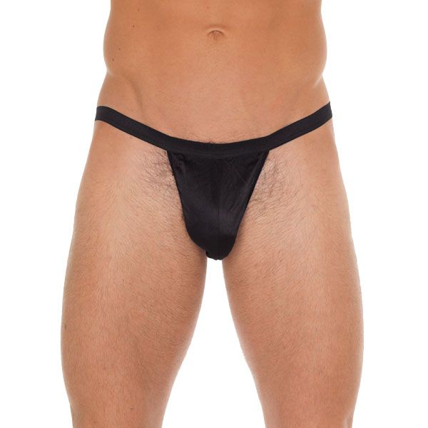 Mens Black GString With Black Pouch - XToys UK