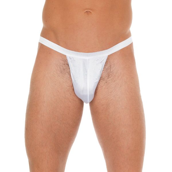 Mens White GString With Small White Pouch - XToys UK