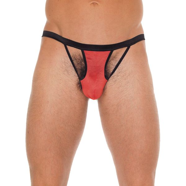 Mens Black GString With Red Pouch - XToys UK