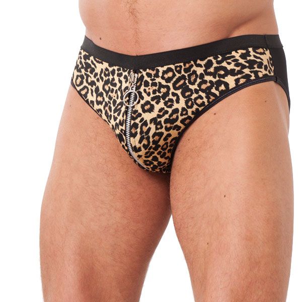 Mens Animal Print Briefs With Zipper - XToys UK