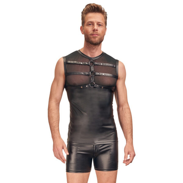 NEK Matte Look Shirt With Chest Harness Black - XToys UK