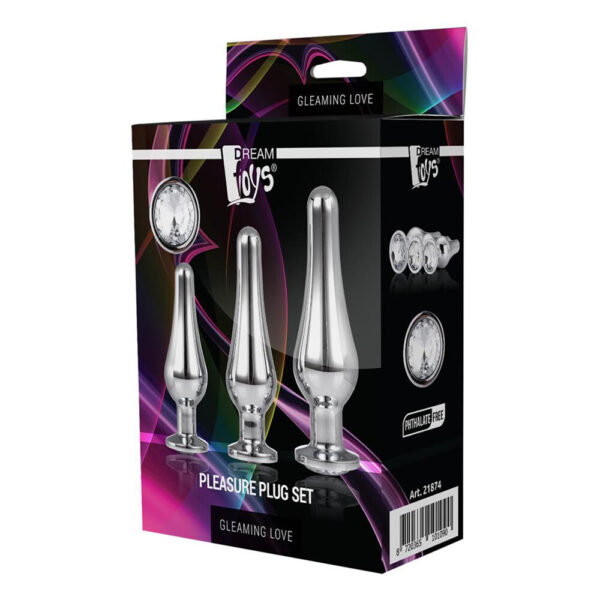 Gleaming Butt Plug Set Silver - XToys UK