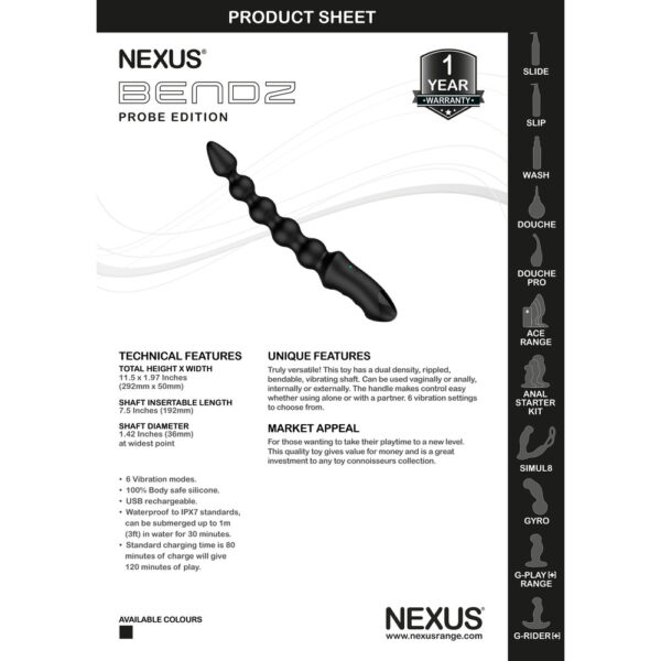 Nexus Bendz Vibrating Anal Probe - XToys UK