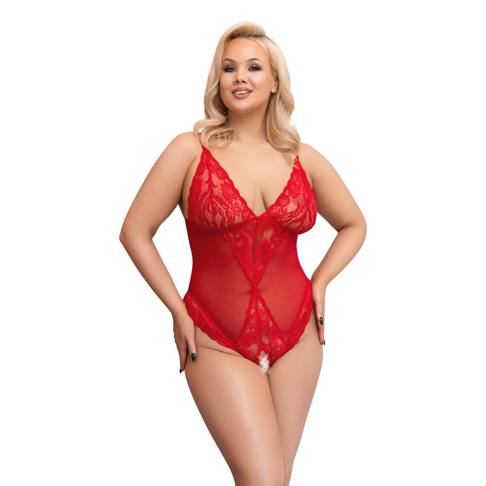 Cottelli Curves Crotchless Body Red - XToys UK