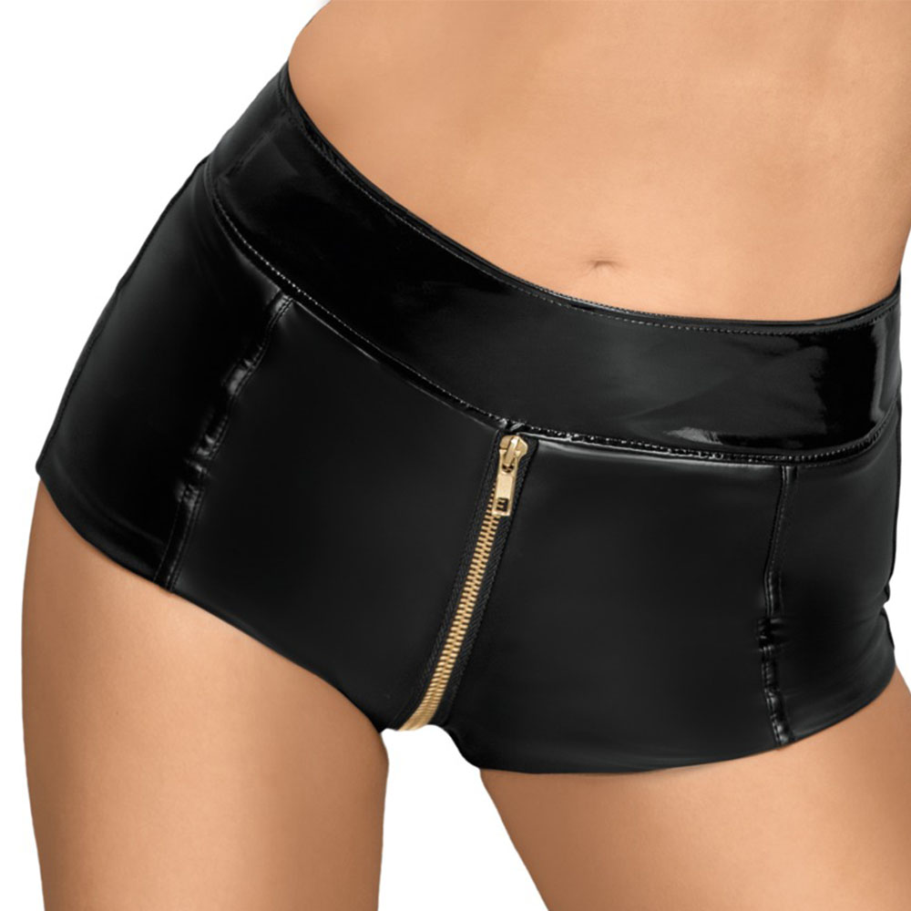 Noir Black Zip Up Hot Pants - XToys UK