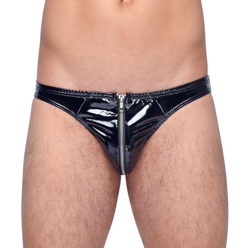 Black Level Vinyl Briefs With Zip Black - XToys UK