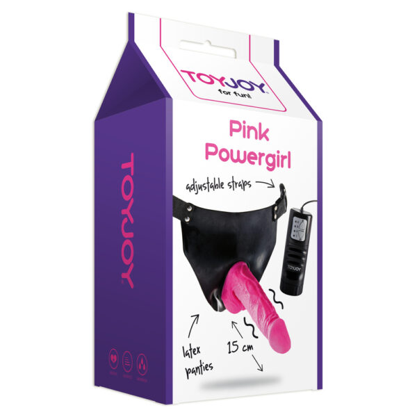 ToyJoy Pink Powergirl Strap On Vibrating Dong - XToys UK