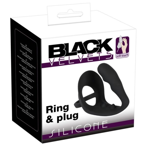 Black Velvets Cock Ring And Anal Plug - XToys UK