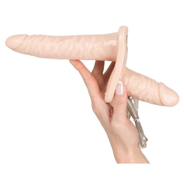 Vibrating Flesh Strap On Duo Vibrating Dongs - XToys UK