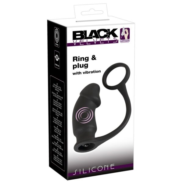 Black Velvets Vibrating Anal Plug And Cock Ring - XToys UK