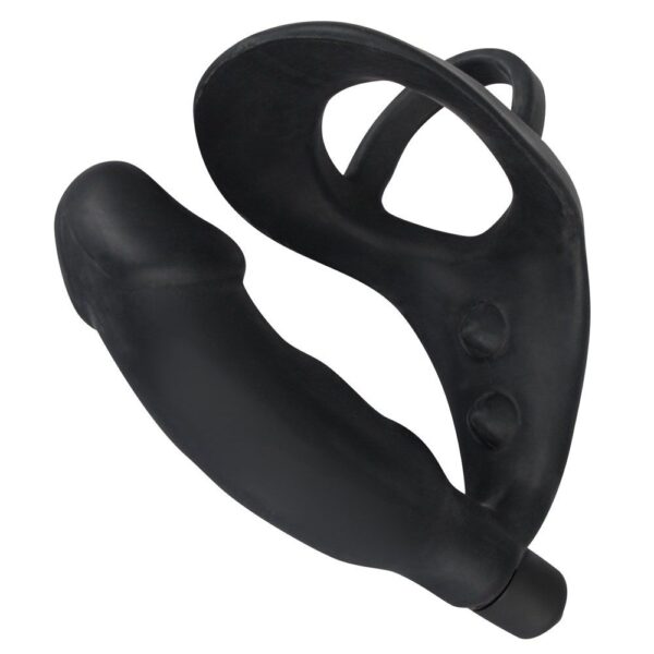 Black Velvets Cock Ring And Vibrating Anal Plug - XToys UK