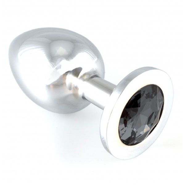 Heavy Metal Butt Plug With Black Crystal - XToys UK