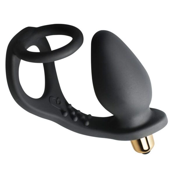 Rocks Off 7 Speed ROZen Cock Ring And Anal Plug Black - XToys UK