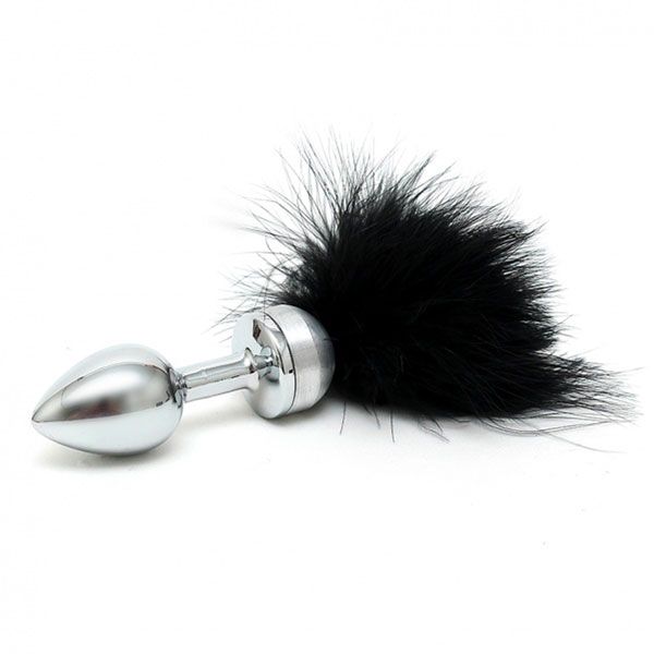 Small Butt Plug With Black Feathers - XToys UK