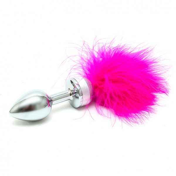 Small Butt Plug With Pink Feathers - XToys UK