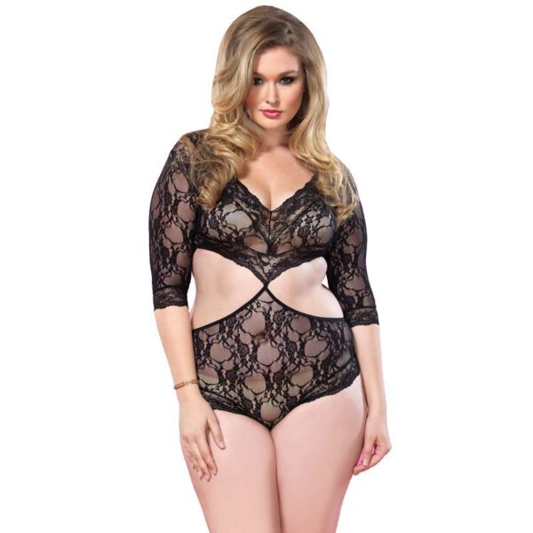 Leg Avenue Cut Out Floral Lace Teddy UK 14 to 18 - XToys UK