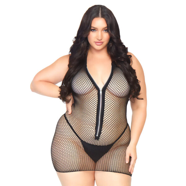 Leg Avenue Fishnet Zip Up Dress Plus Size UK 14 to 18 - XToys UK