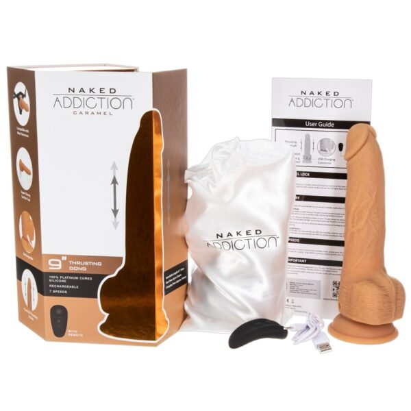 Naked Attraction 9 Inch Thrusting Dildo Caramel - XToys UK