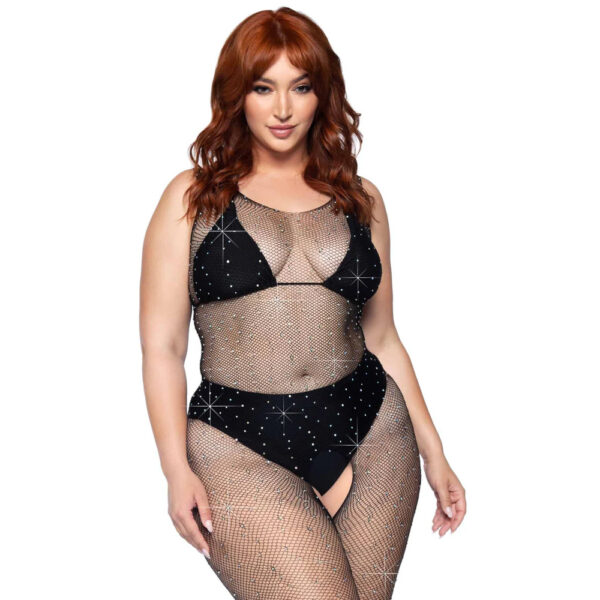 Leg Avenue Crystalized Net Bodystocking Plus Size UK 14 to 18 - XToys UK