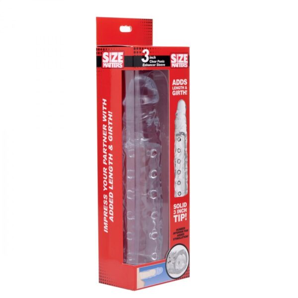 Size Matters 3 Inch Clear Penis Enhancer Sleeve - XToys UK