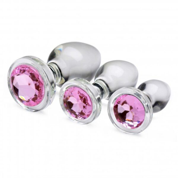 XR Pink Gem Glass Anal Plug Set - XToys UK